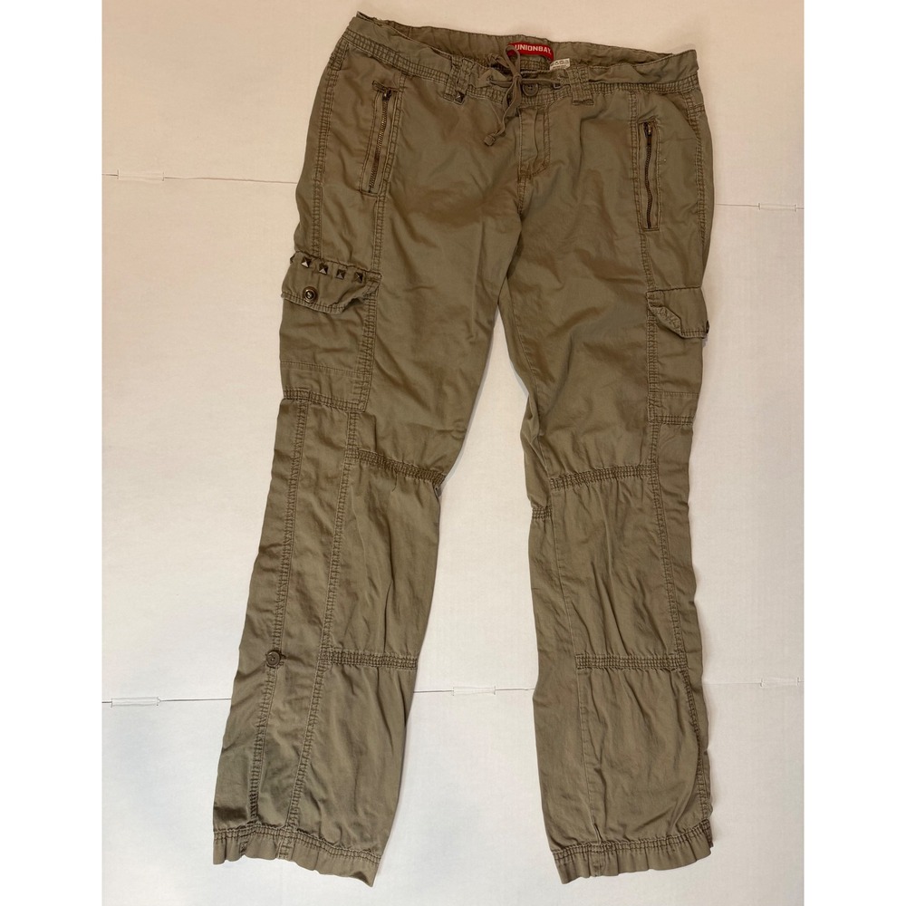 Unionbay Cargo Pants Womens Size 15 Khaki Utility Y2K Military Studded Gorpcore